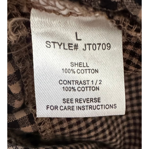 Women's Oli & Hali Plaid Patchwork Button Down Shirt L Brown Black - Picture 9 of 11
